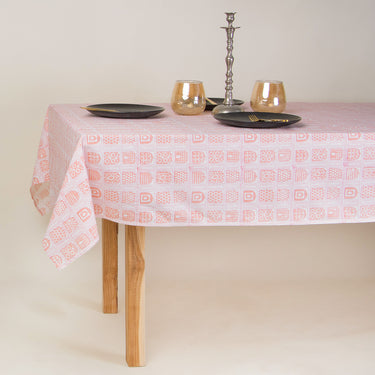 Traditional Hand Block Pink Printed Cotton Table Cover Online