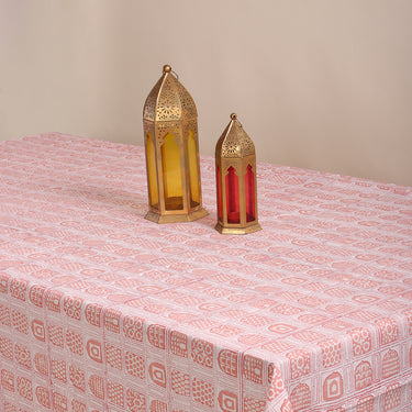 Traditional Hand Block Pink Printed Cotton Table Cover Online