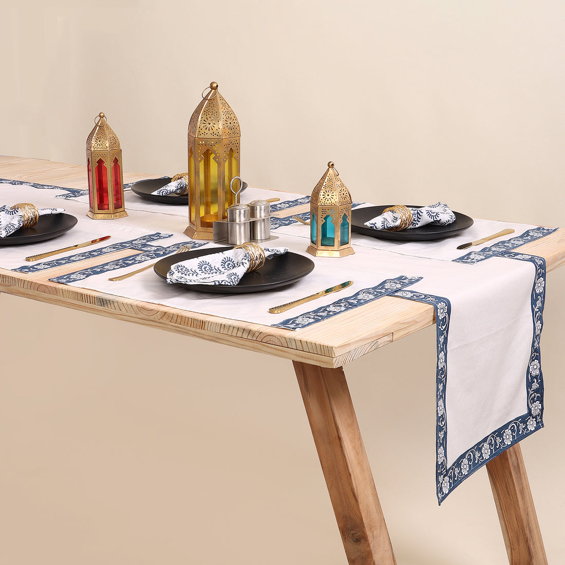 Hand Block Floral Printed Cotton Table Runner Online