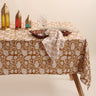 Brown Floral Print Cotton Dining Table Cover Online