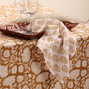 Brown Floral Print Cotton Dining Table Cover Online