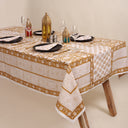 Brown Floral Print Pure Cotton Table Cover Online