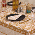 Brown Floral Print Pure Cotton Table Cover Online