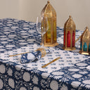 Hand Block Blue Floral Printed Cotton Table Cloth Online