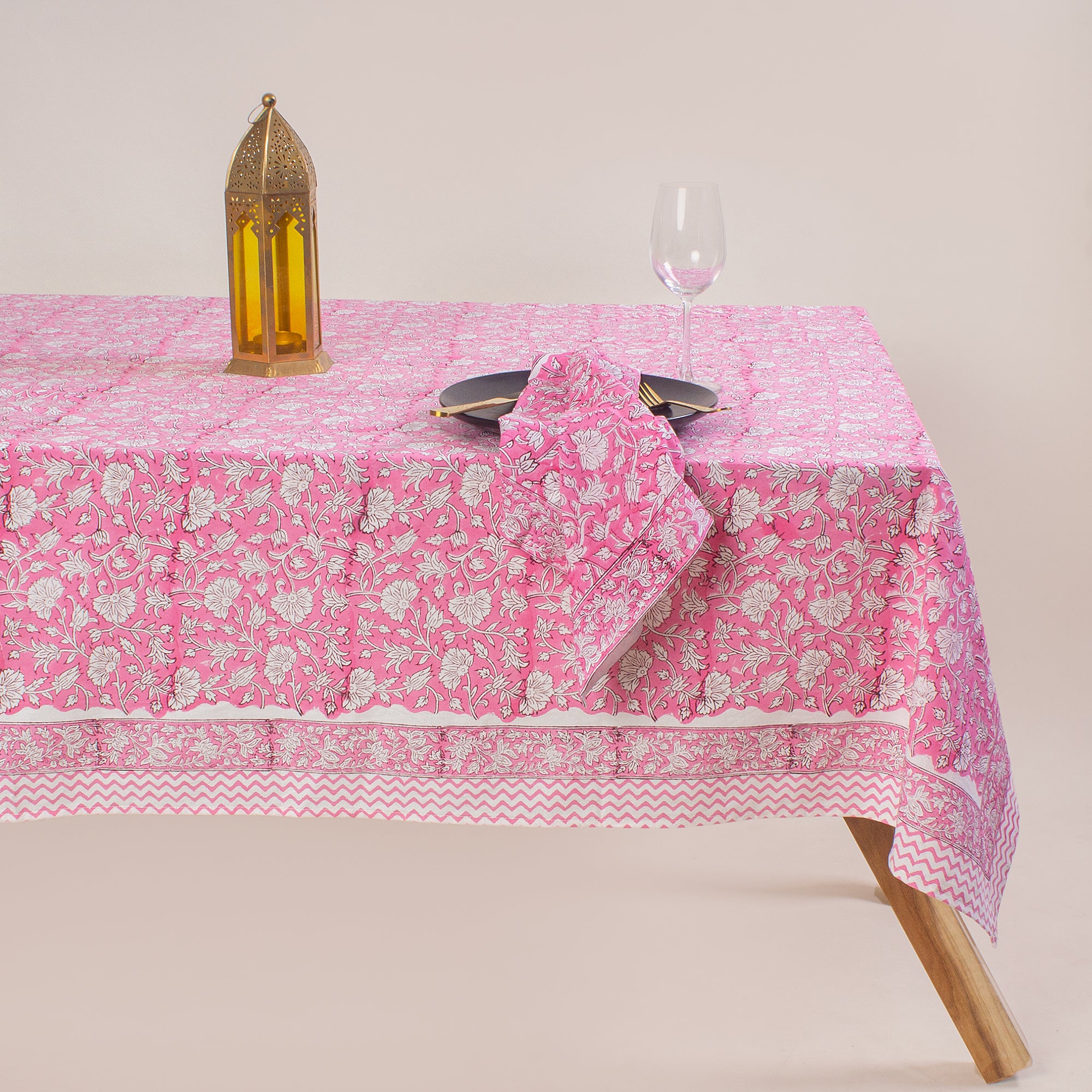 Best Gift Beautiful Hand Block Floral Printed Tablecloth With Napkins