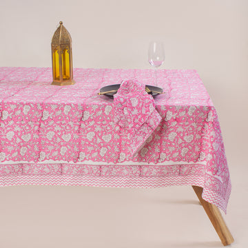 Best Gift Beautiful Hand Block Floral Printed Tablecloth With Napkins