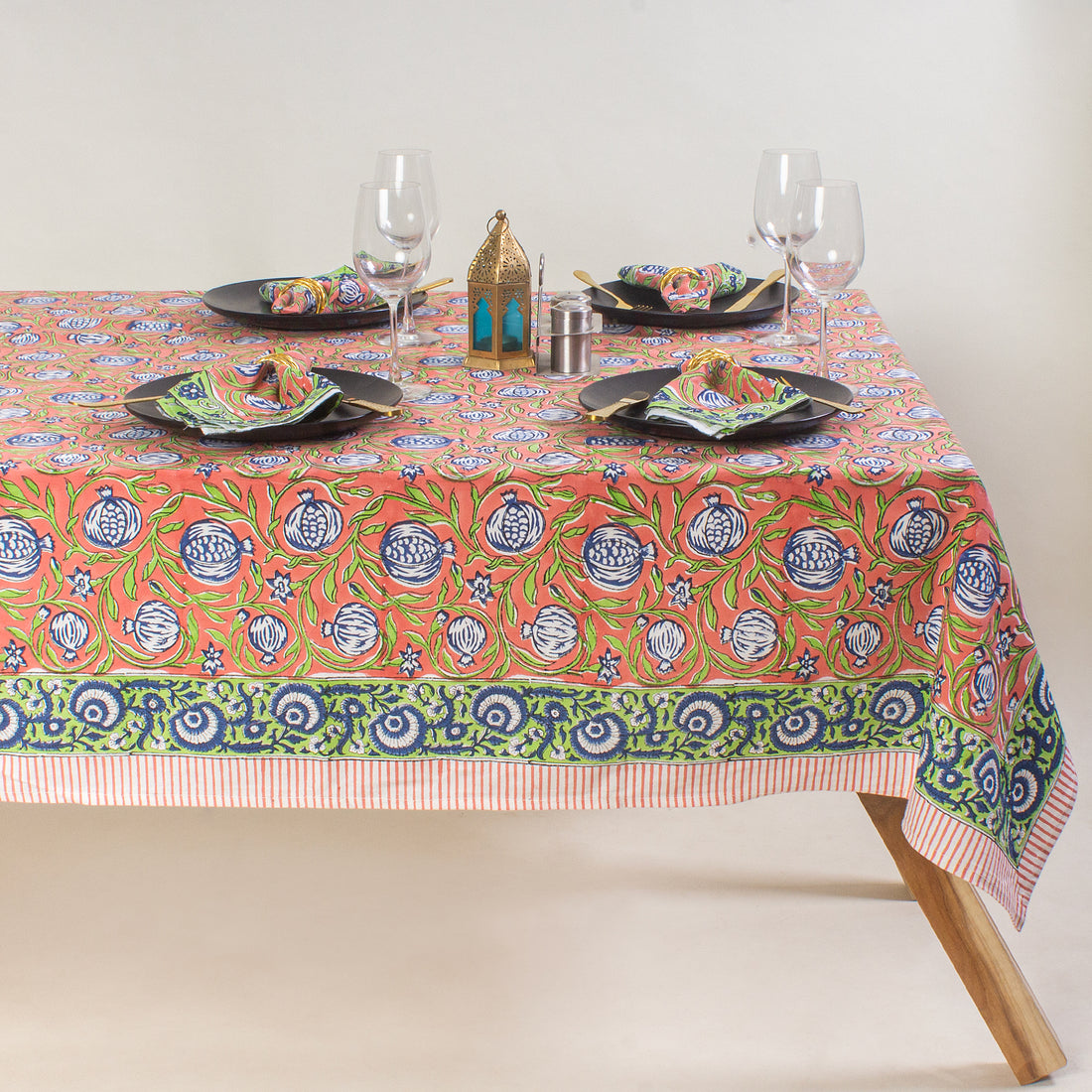 Hand Block Floral Print Pure Cotton Table Cover Cloth