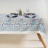 Sky Blue Floral Print Pure Cotton Modern Dining Table Cover