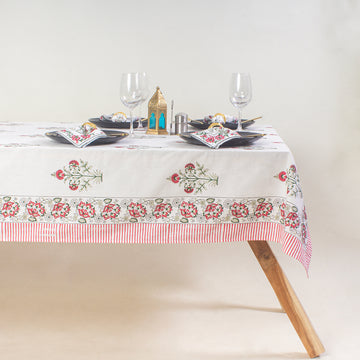 Beautiful Gifts Hand Block Printed Table Cover with 6 Napkins