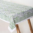 Green Floral Block Print Cotton Table Cover Online India