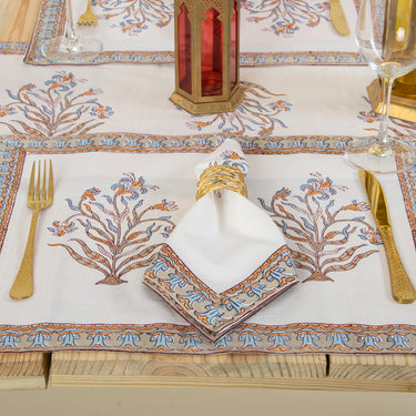 Boota Floral Block Printed Cotton Table Runner & Mat Set Online