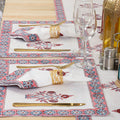 Maroon Boota Floral Block Printed Cotton Table Runner For Center Table Online