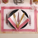 Pink Leaf Block Printed Cotton Table Mats & Runners Online