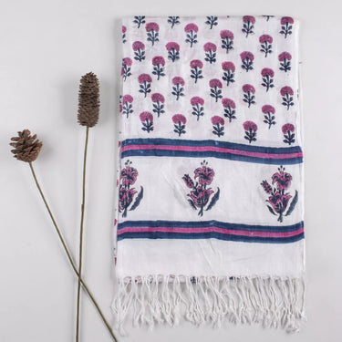 Handcrafted Hand Block Printed Linen Stole For Women