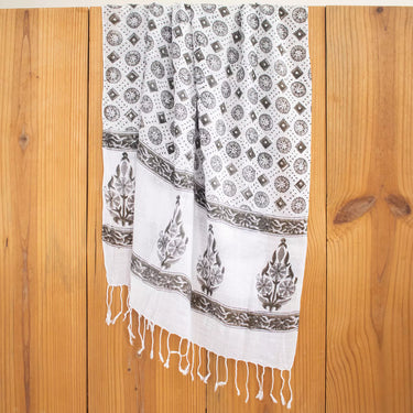 Linen Handmade Blcok Printed Stole For Women