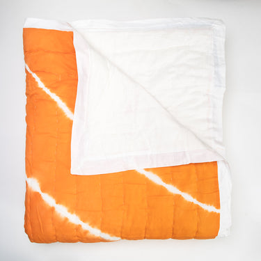 Orange Tie and Dye Pure Cotton Jaipuri Quilt Online