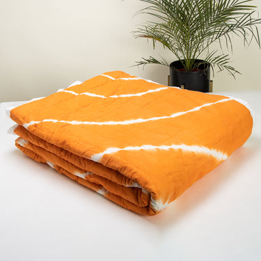 Orange Tie and Dye Pure Cotton Jaipuri Quilt Online