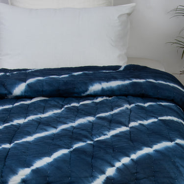 Blue Tie Dye Cotton Jaipuri Blanket For Winter Online