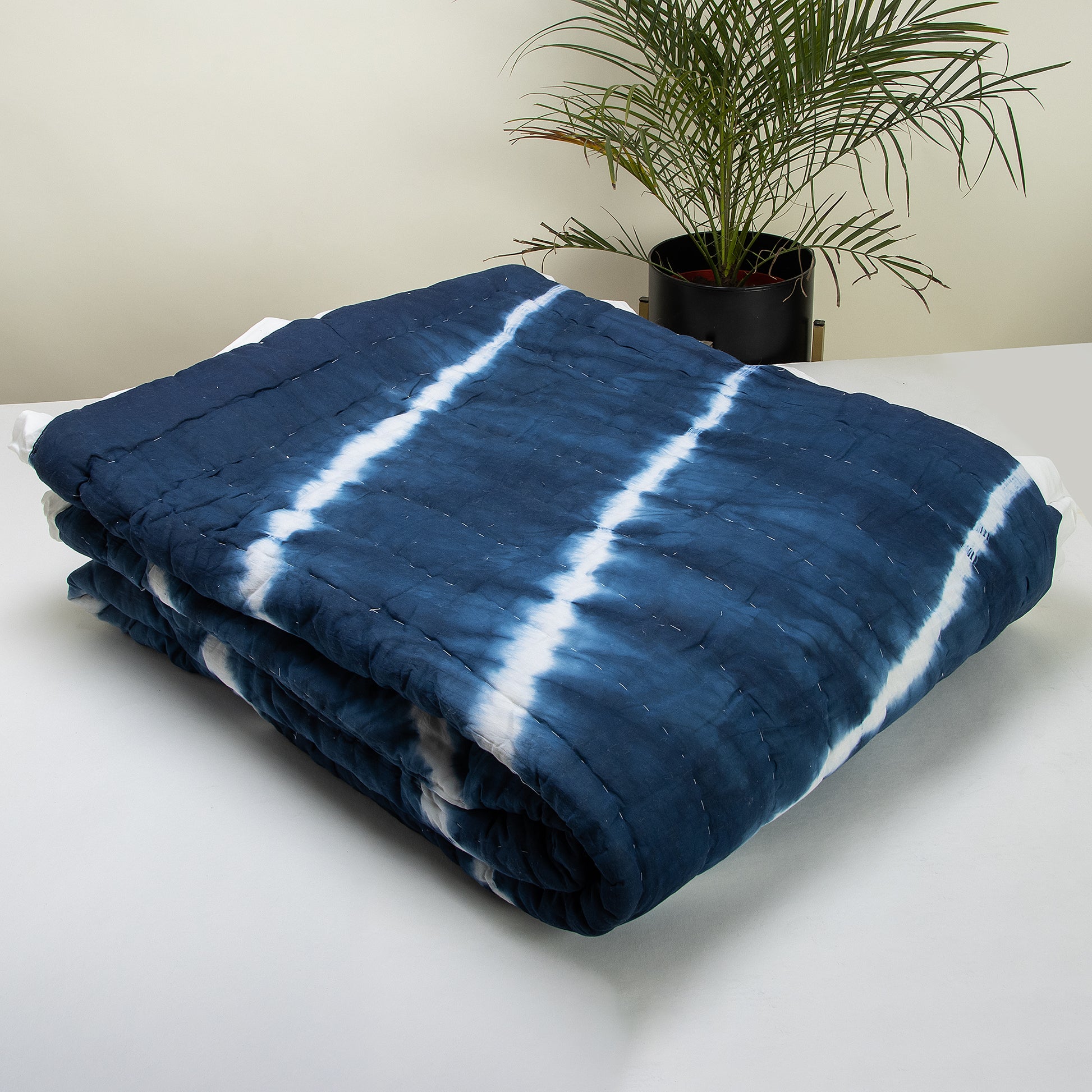 Blue Tie Dye Cotton Jaipuri Blanket For Winter Online