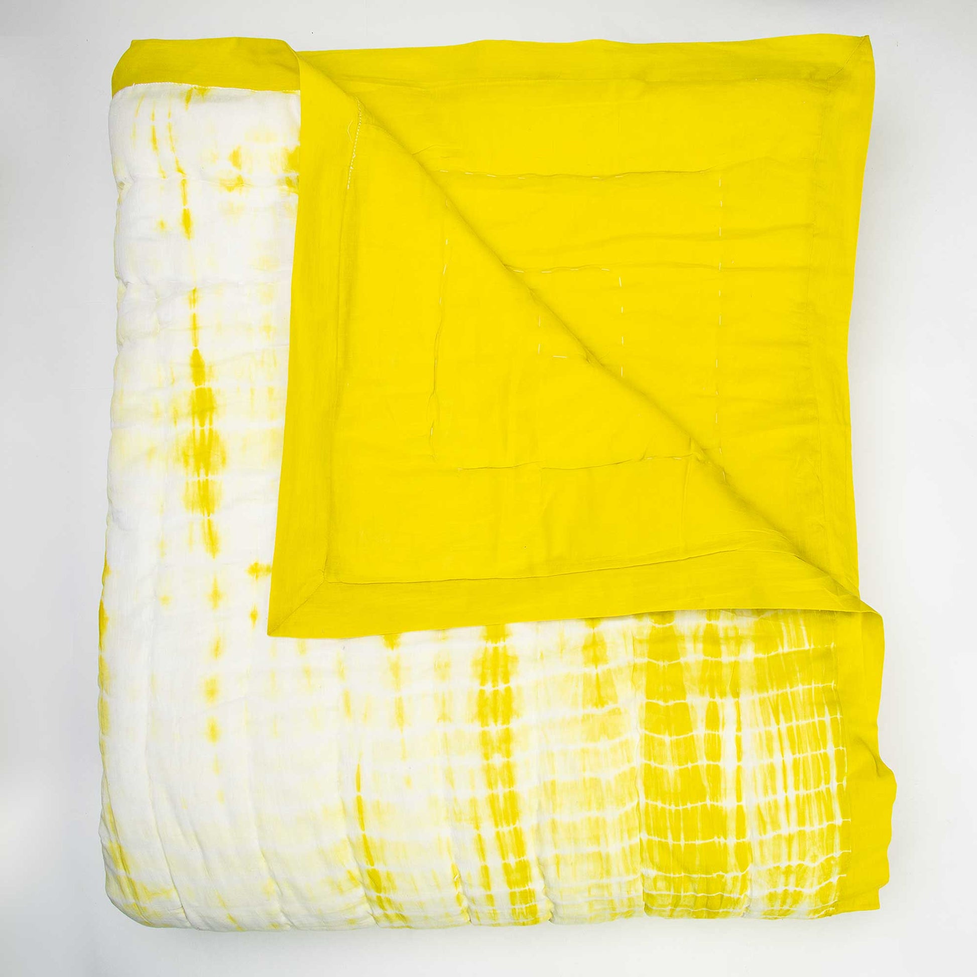 Handmade Yellow Tie Dye Cotton Jaipuri Razai
