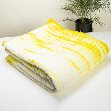 Handmade Yellow Tie Dye Cotton Jaipuri Razai