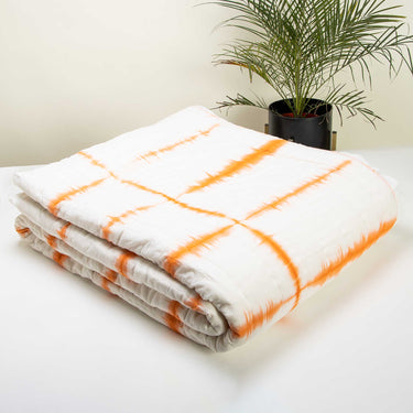 Orange Stripes Tie Dye Cotton Jaipuri Razai Best Prices Online