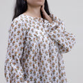 Newly Hand Block Floral Print V Neck Tops For Women