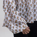 Newly Hand Block Floral Print V Neck Tops For Women