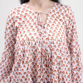 Block Floral Printed V Neck Trending Tops For Women