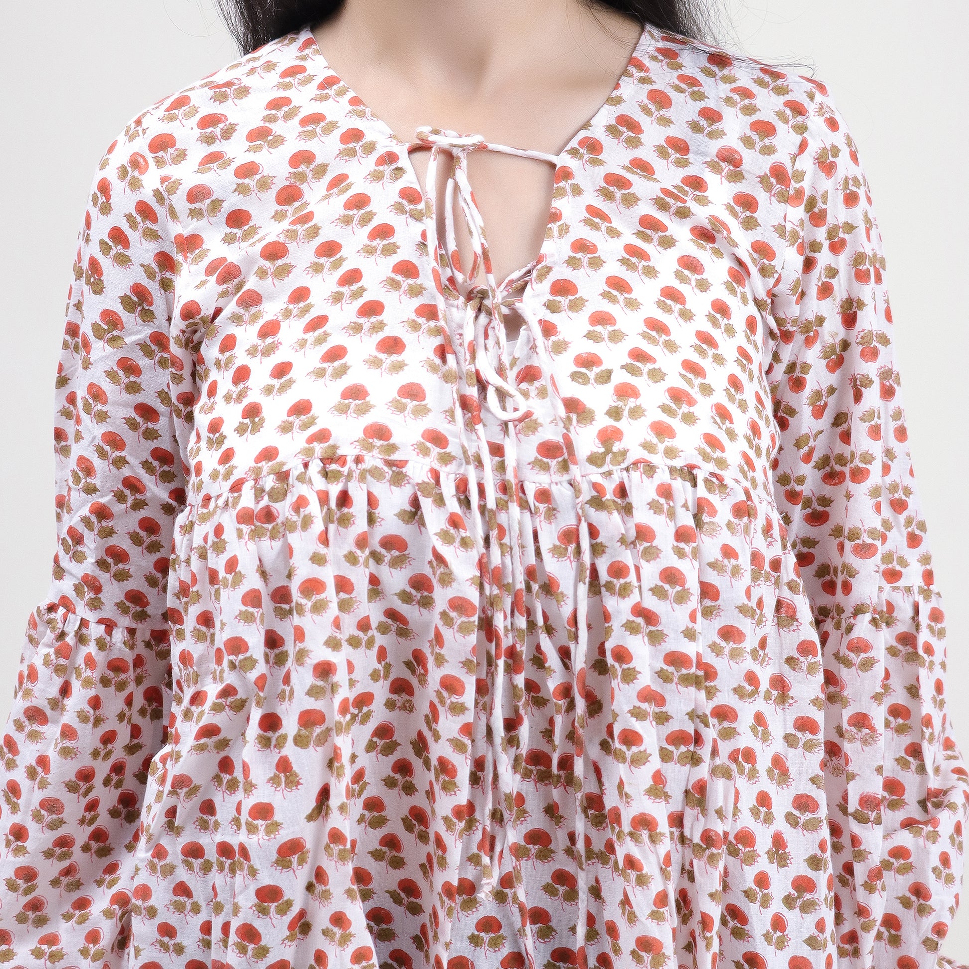 Block Floral Printed V Neck Trending Tops For Women