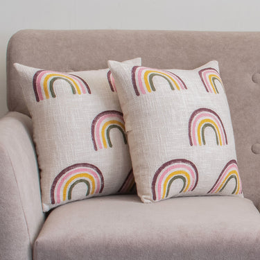Rainbow Block Printed Cushion Covers 16x16 set of 5