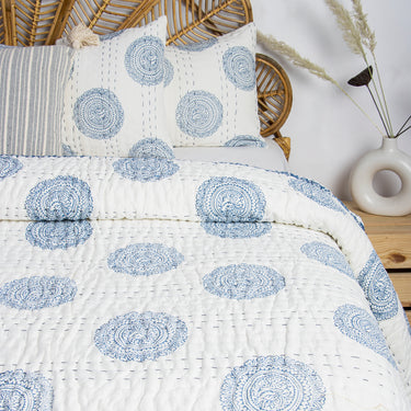 Rangoli Printed Kantha Cotton Quilt Double & Single Bed