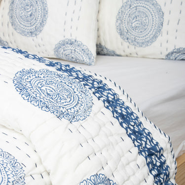 Rangoli Printed Kantha Cotton Quilt Double & Single Bed
