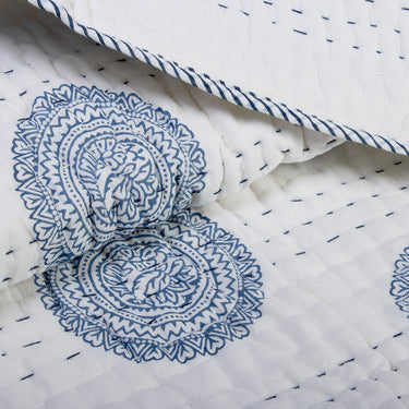 Rangoli Printed Kantha Cotton Quilt Double & Single Bed