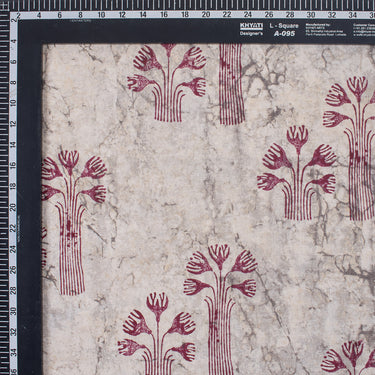 Red Floral Cotton Hand Block Printed FabricC