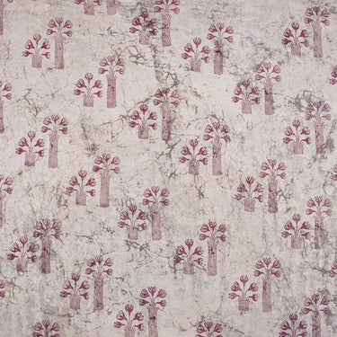 Red Floral Cotton Hand Block Printed Fabric