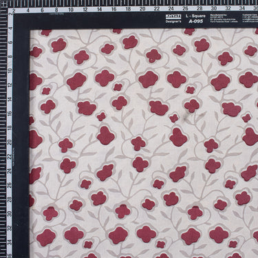 Red Floral Cotton Kashish Dabu Running Fabric