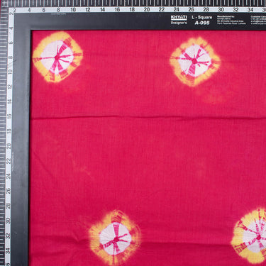 Red Polkas Dots Tie Dye Shibori Cotton Fabric