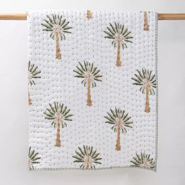 Reversible Green Kantha Cotton Soft Baby Quilts