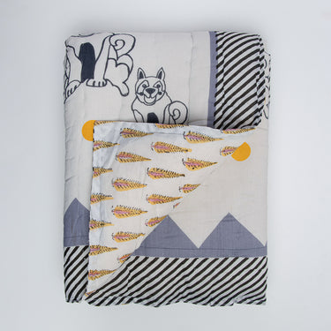 Reversible Hand Block Animal Print Soft Cotton Baby Quilt