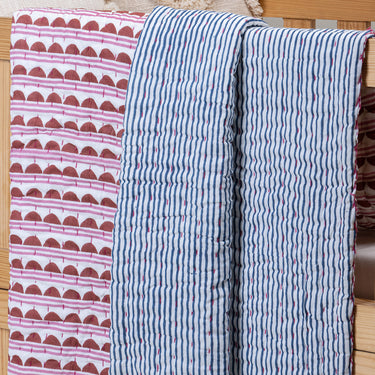 Reversible Hand Block Printed Cotton Warm Baby Blanket
