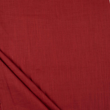 Rosewood Red Flowy Plain Cotton Slub Fabric for Mens's Clothing