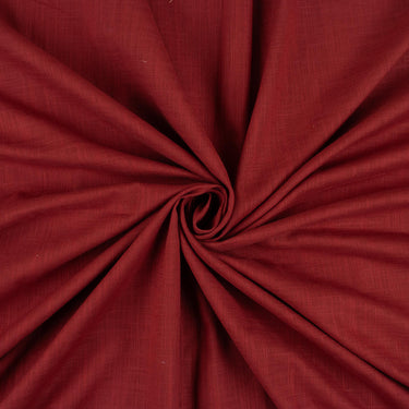 Rosewood Red Flowy Plain Cotton Slub Fabric for Mens's Clothing