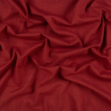 Rosewood Red Flowy Plain Cotton Slub Fabric for Mens's Clothing