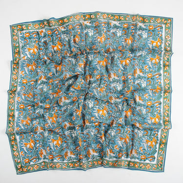 Blue Hand Block Print Cotton Women Scarf