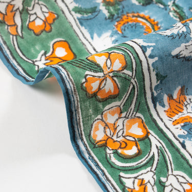 Blue Hand Block Print Cotton Women Scarf
