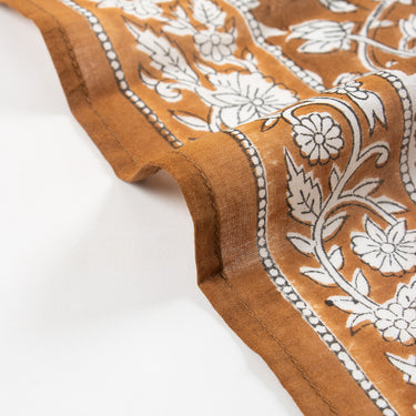 Brown Hand Block Print Cotton Women Scarf