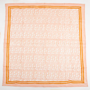 Orange Hand Block Print Cotton Women Scarf
