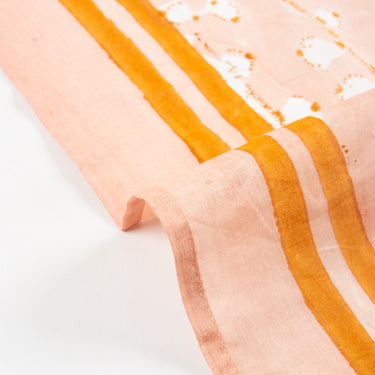 Orange Hand Block Print Cotton Women Scarf