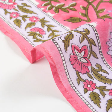 Pink Hand Block Print Cotton Women Scarf
